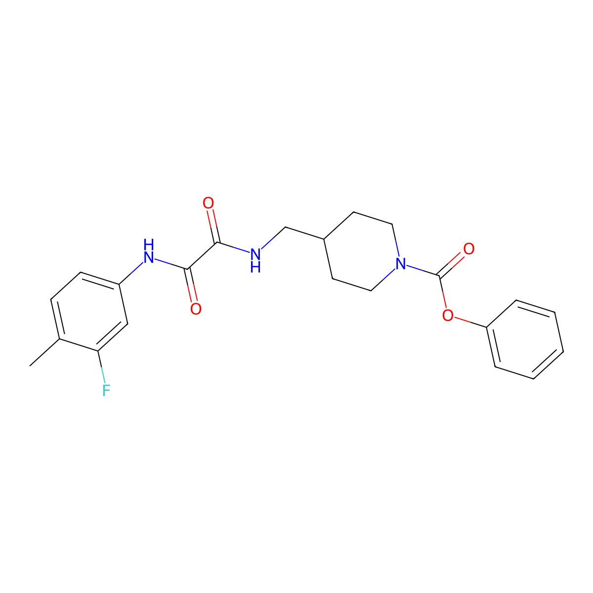 Phenyl 4-((2-((3-fluoro-4-methylphenyl)amino)-2-oxoacetamido)methyl)piperidine-1-carboxylate molecular structure, CAS 1235321-30-8