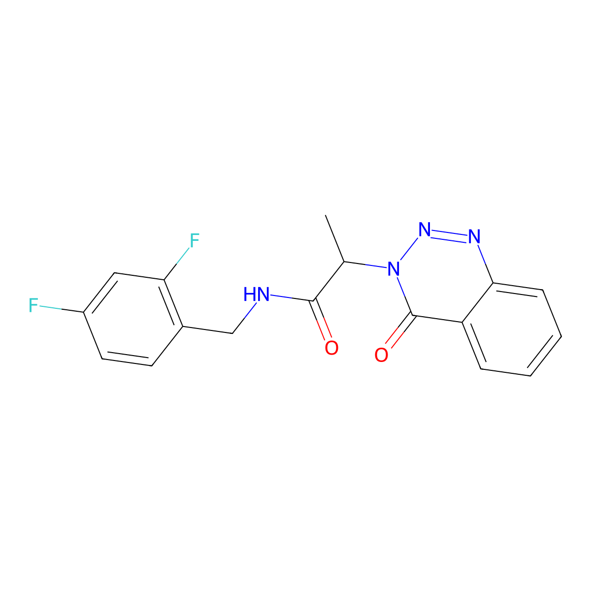N-[(2,4-difluorophenyl)methyl]-2-(4-oxo-3,4-dihydro-1,2,3-benzotriazin-3-yl)propanamide molecular structure, CAS 1235321-41-1