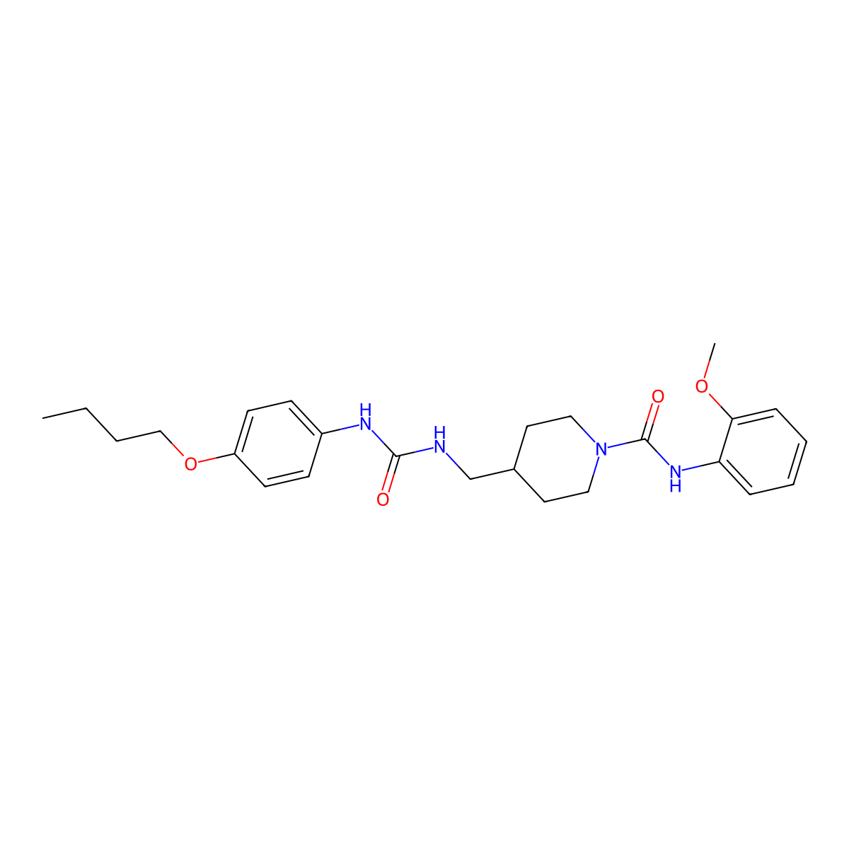 4-((3-(4-butoxyphenyl)ureido)methyl)-N-(2-methoxyphenyl)piperidine-1-carboxamide molecular structure, CAS 1235321-50-2