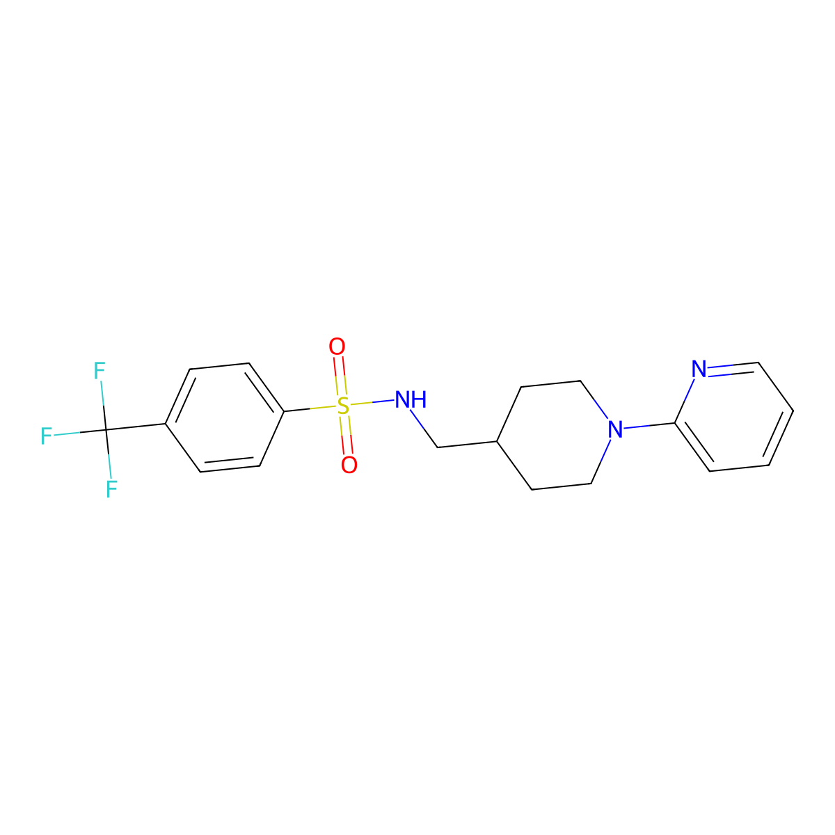 N-((1-(pyridin-2-yl)piperidin-4-yl)methyl)-4-(trifluoromethyl)benzenesulfonamide molecular structure, CAS 1235321-55-7