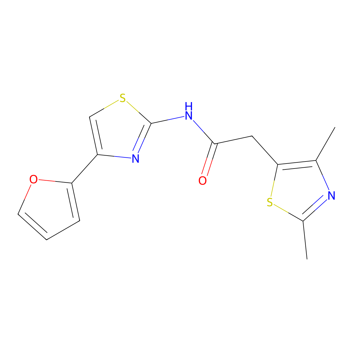 2-(2,4-dimethylthiazol-5-yl)-N-(4-(furan-2-yl)thiazol-2-yl)acetamide molecular structure, CAS 1235321-60-4