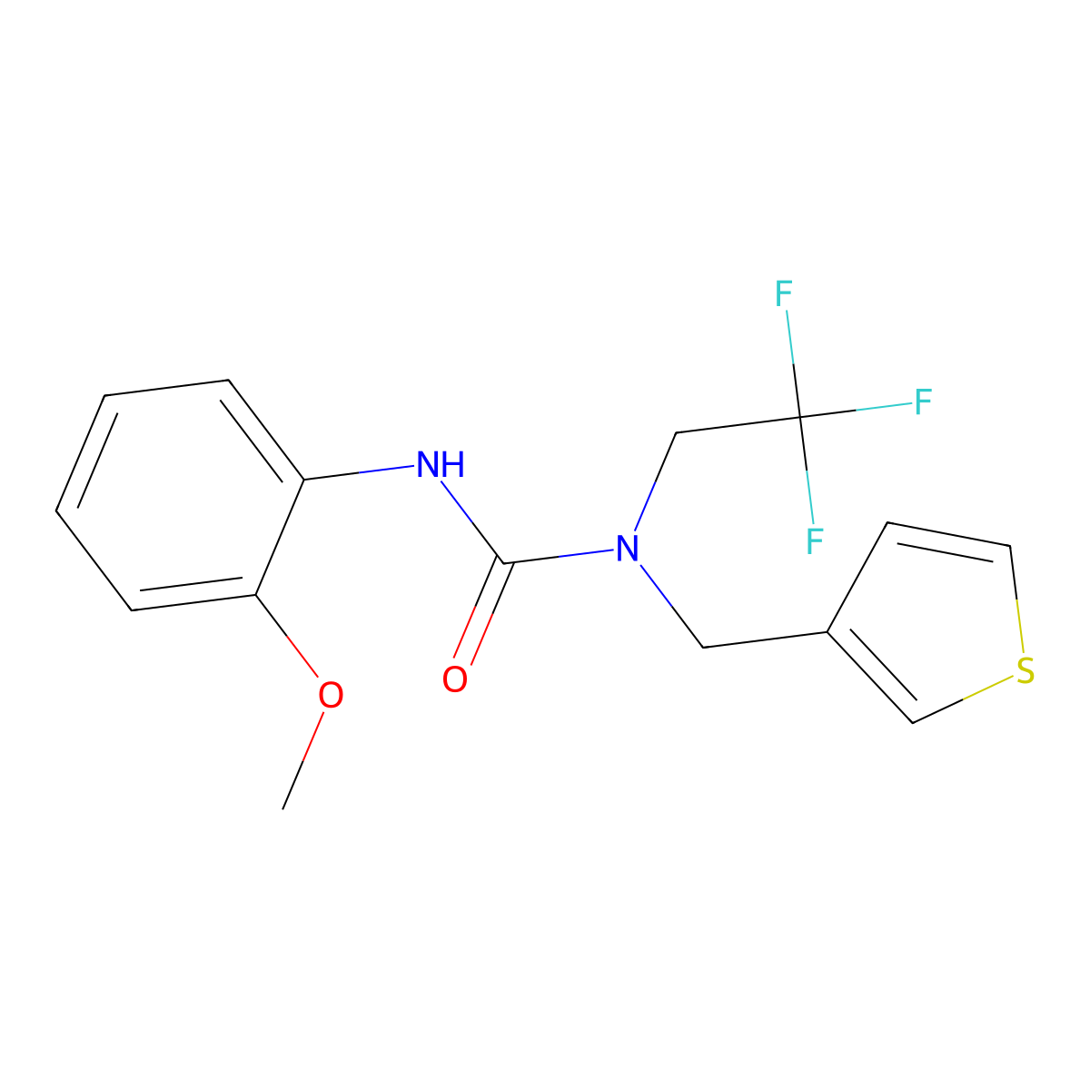 3-(2-Methoxyphenyl)-1-(thiophen-3-ylmethyl)-1-(2,2,2-trifluoroethyl)urea molecular structure, CAS 1235321-95-5