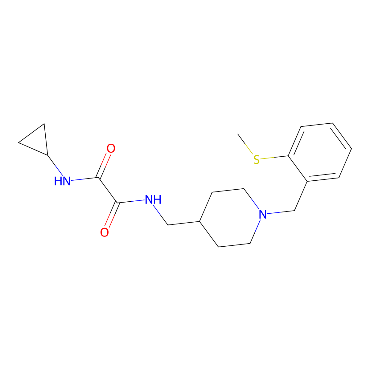 N1-cyclopropyl-N2-((1-(2-(methylthio)benzyl)piperidin-4-yl)methyl)oxalamide molecular structure, CAS 1235323-87-1