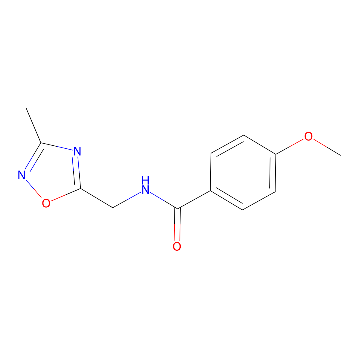 4-methoxy-N-[(3-methyl-1,2,4-oxadiazol-5-yl)methyl]benzamide molecular structure, CAS 1235324-59-0