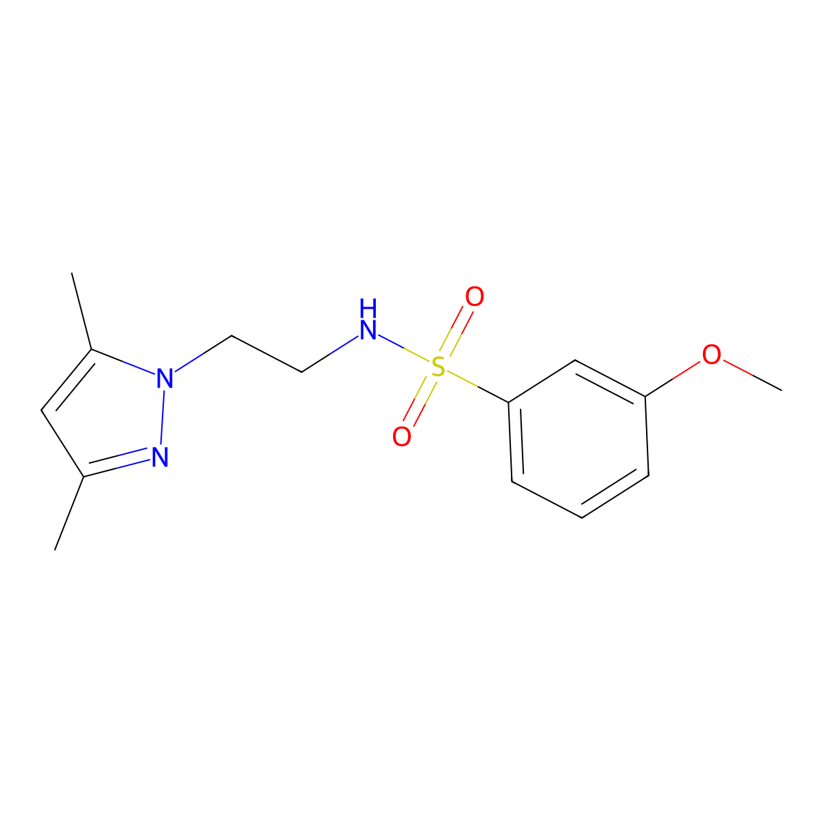 N-(2-(3,5-dimethyl-1H-pyrazol-1-yl)ethyl)-3-methoxybenzenesulfonamide molecular structure, CAS 1235325-86-6