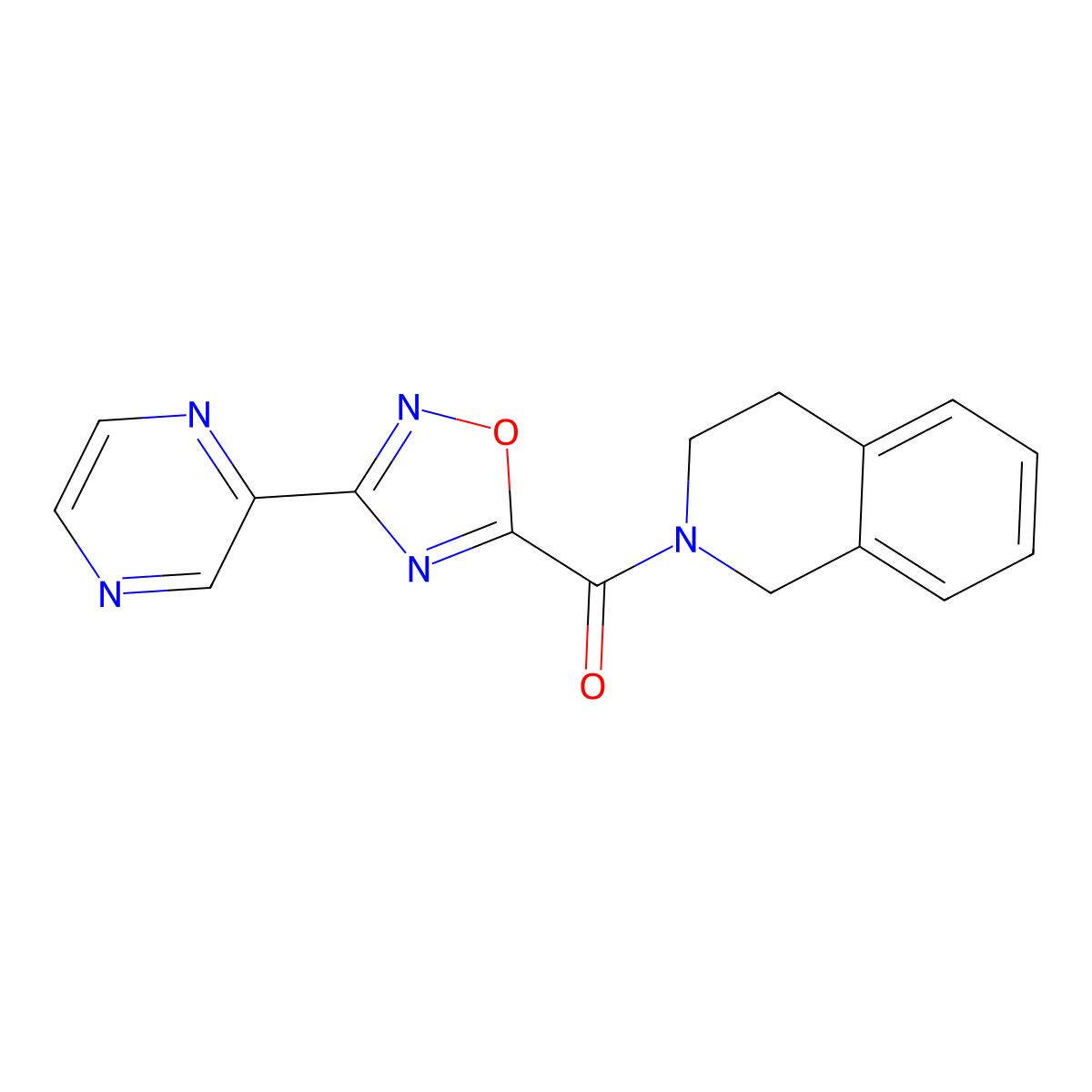 (3,4-dihydroisoquinolin-2(1H)-yl)(3-(pyrazin-2-yl)-1,2,4-oxadiazol-5-yl)methanone molecular structure, CAS 1235326-91-6