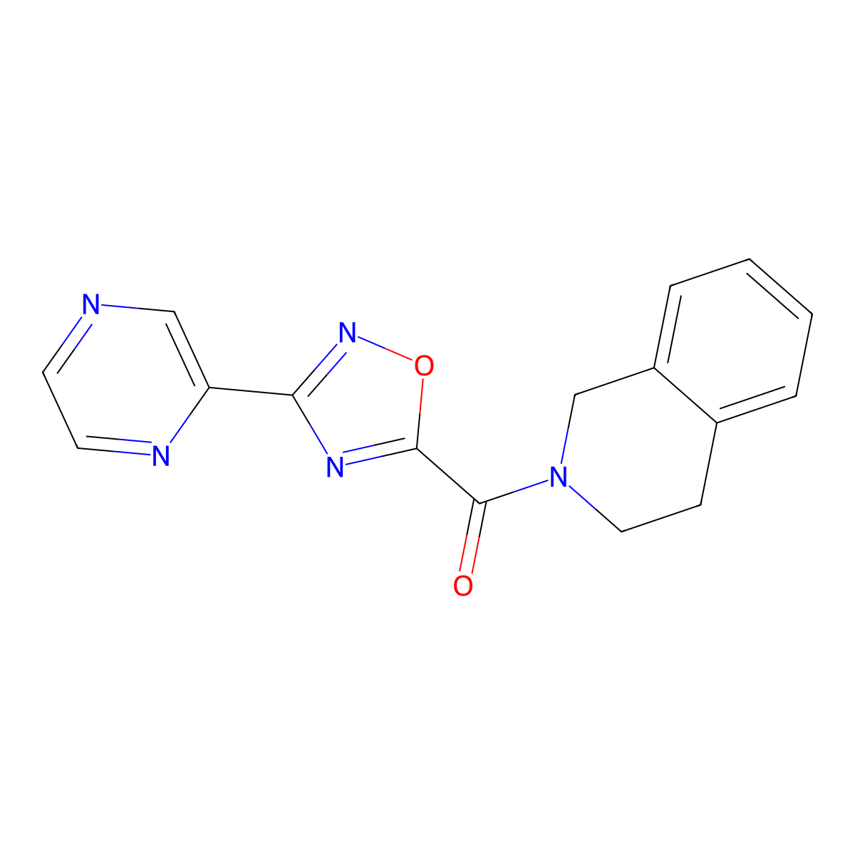 (3,4-dihydroisoquinolin-2(1H)-yl)(3-(pyrazin-2-yl)-1,2,4-oxadiazol-5-yl)methanone molecular structure, CAS 1235326-91-6