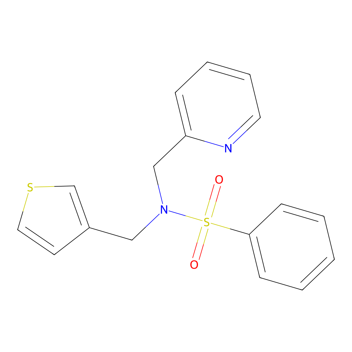 N-(pyridin-2-ylmethyl)-N-(thiophen-3-ylmethyl)benzenesulfonamide molecular structure, CAS 1235327-44-2