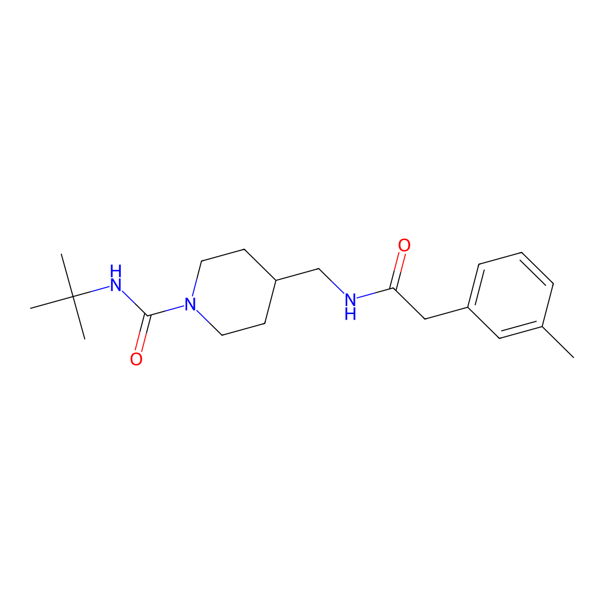 N-(tert-butyl)-4-((2-(m-tolyl)acetamido)methyl)piperidine-1-carboxamide molecular structure, CAS 1235327-63-5