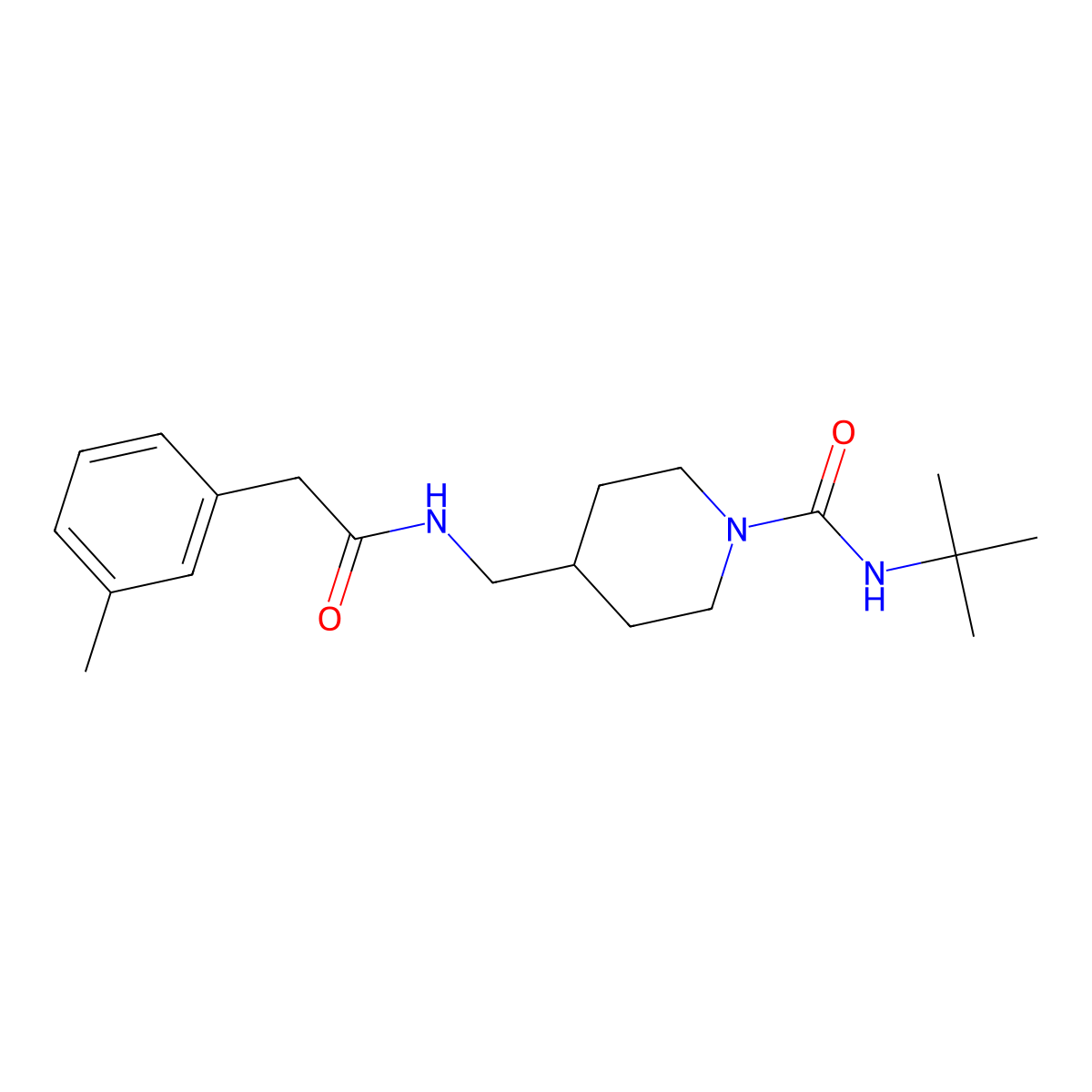 N-(tert-butyl)-4-((2-(m-tolyl)acetamido)methyl)piperidine-1-carboxamide molecular structure, CAS 1235327-63-5