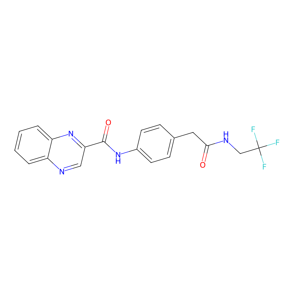 N-(4-(2-oxo-2-((2,2,2-trifluoroethyl)amino)ethyl)phenyl)quinoxaline-2-carboxamide molecular structure, CAS 1235329-00-6