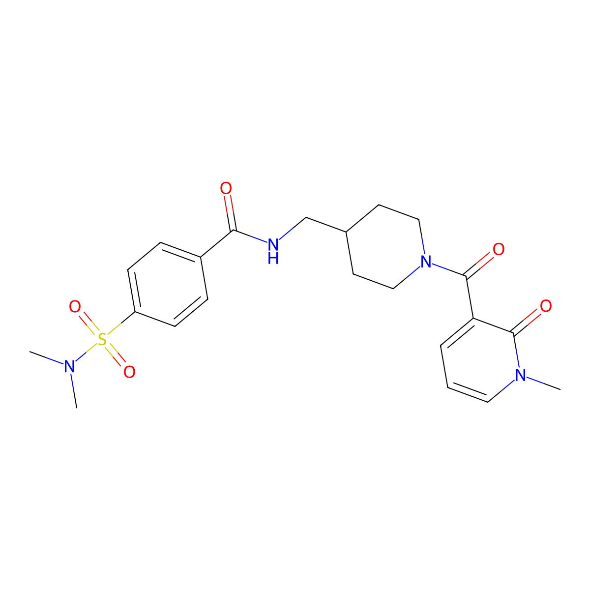 4-(N,N-dimethylsulfamoyl)-N-((1-(1-methyl-2-oxo-1,2-dihydropyridine-3-carbonyl)piperidin-4-yl)methyl)benzamide molecular structure, CAS 1235329-36-8