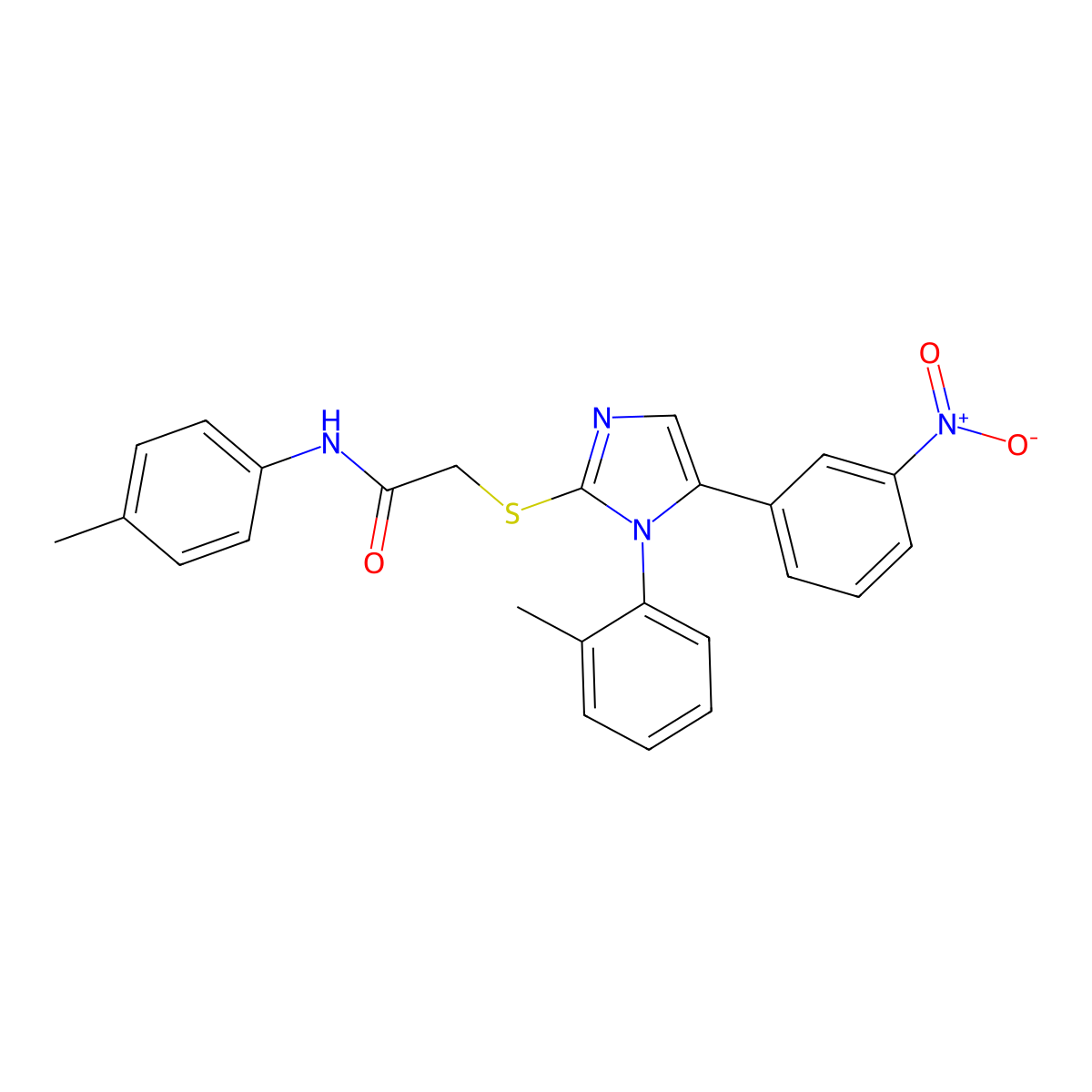 2-((5-(3-nitrophenyl)-1-(o-tolyl)-1H-imidazol-2-yl)thio)-N-(p-tolyl)acetamide molecular structure, CAS 1235329-70-0