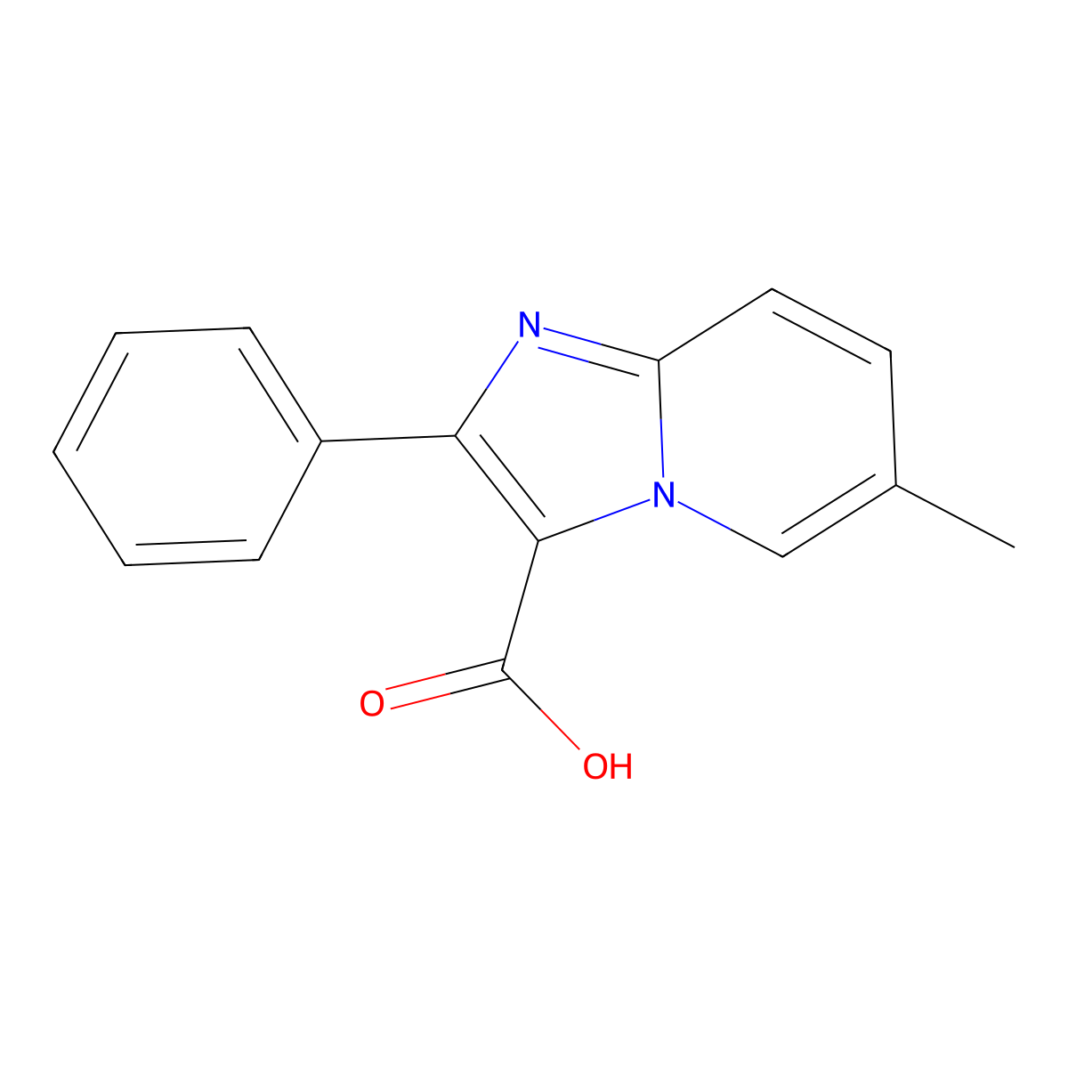 6-Methyl-2-phenylimidazo[1,2-a]pyridine-3-carboxylic acid molecular structure, CAS 123533-42-6