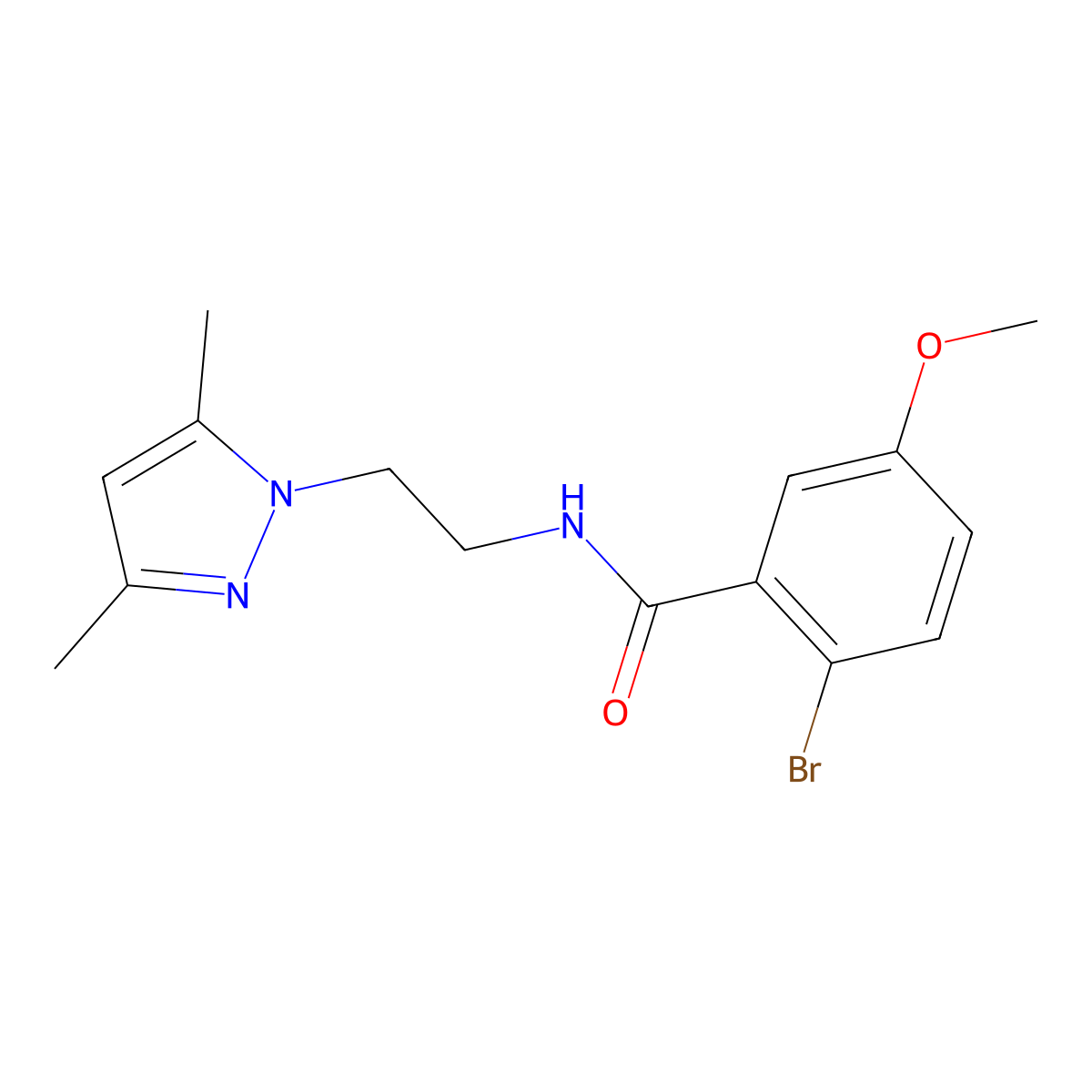 2-bromo-N-[2-(3,5-dimethyl-1H-pyrazol-1-yl)ethyl]-5-methoxybenzamide molecular structure, CAS 1235330-41-2