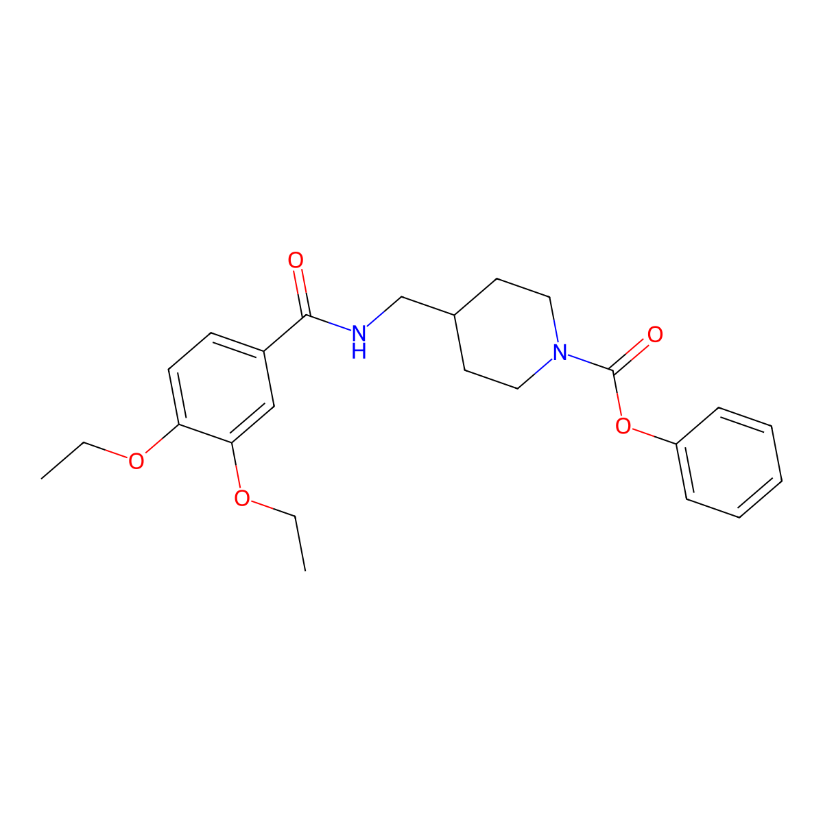 Phenyl 4-((3,4-diethoxybenzamido)methyl)piperidine-1-carboxylate molecular structure, CAS 1235330-91-2