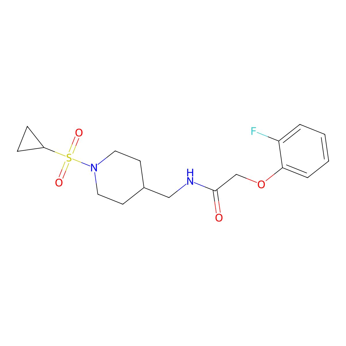 N-((1-(cyclopropylsulfonyl)piperidin-4-yl)methyl)-2-(2-fluorophenoxy)acetamide molecular structure, CAS 1235331-33-5