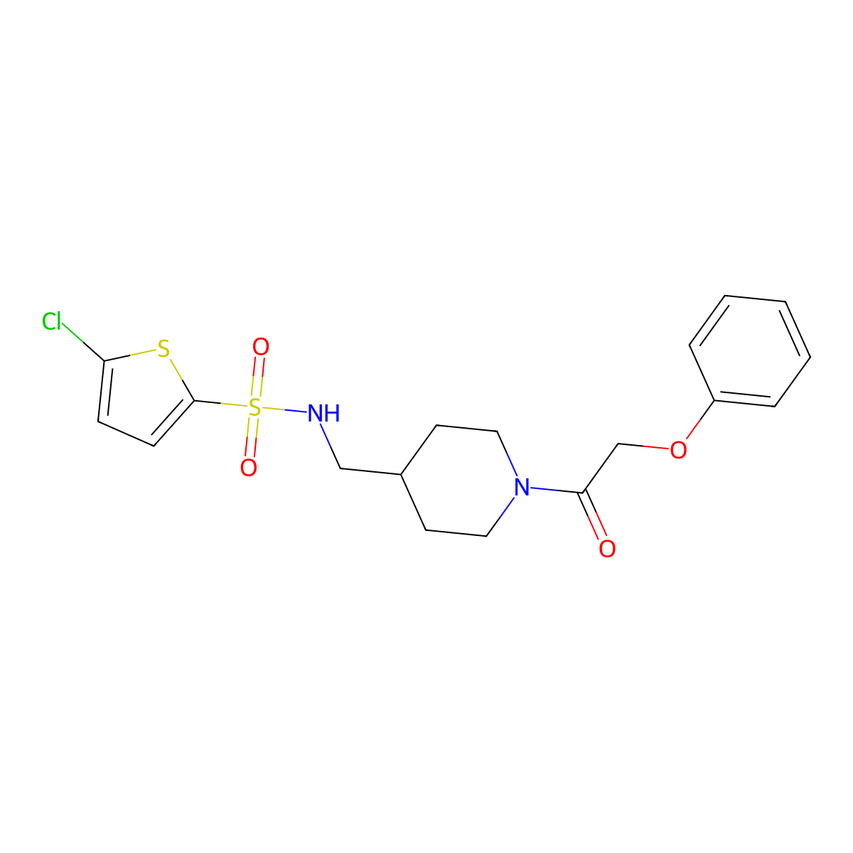 5-chloro-N-{[1-(2-phenoxyacetyl)piperidin-4-yl]methyl}thiophene-2-sulfonamide molecular structure, CAS 1235332-47-4