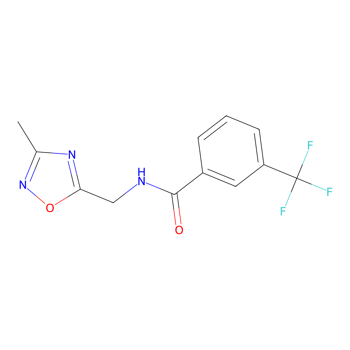 N-[(3-methyl-1,2,4-oxadiazol-5-yl)methyl]-3-(trifluoromethyl)benzamide molecular structure, CAS 1235332-94-1