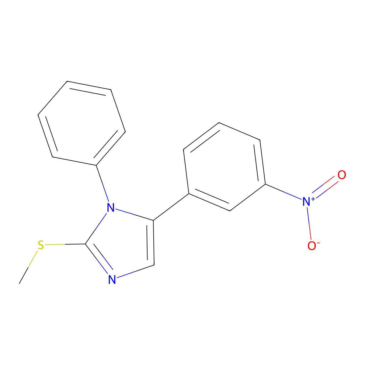 2-(methylthio)-5-(3-nitrophenyl)-1-phenyl-1H-imidazole molecular structure, CAS 1235333-11-5