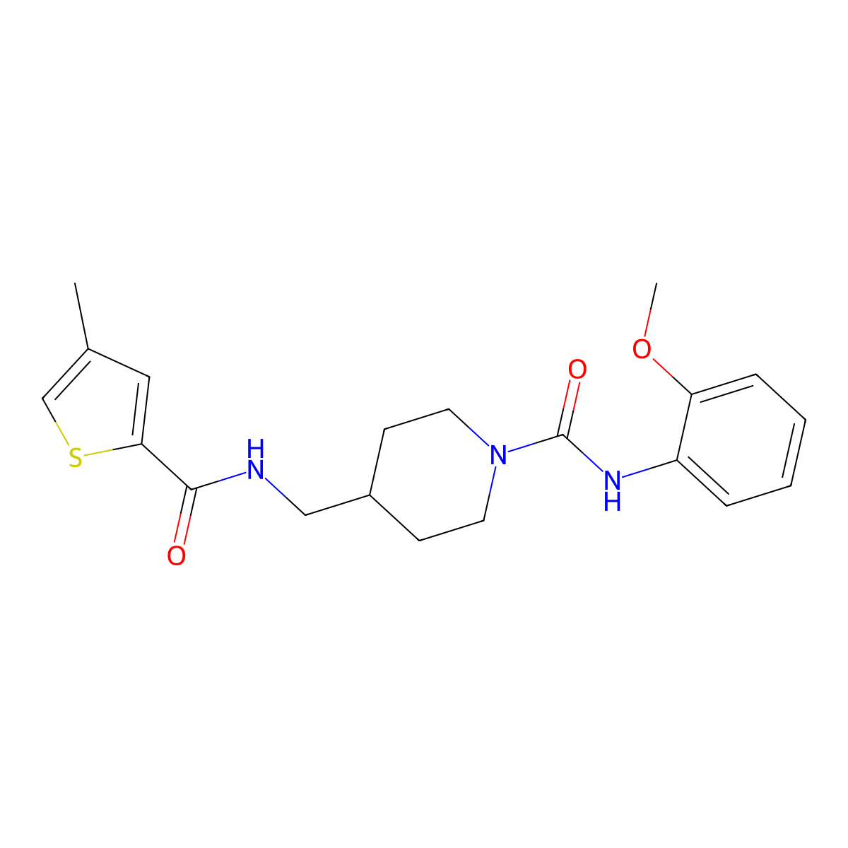 N-(2-methoxyphenyl)-4-((4-methylthiophene-2-carboxamido)methyl)piperidine-1-carboxamide molecular structure, CAS 1235333-39-7