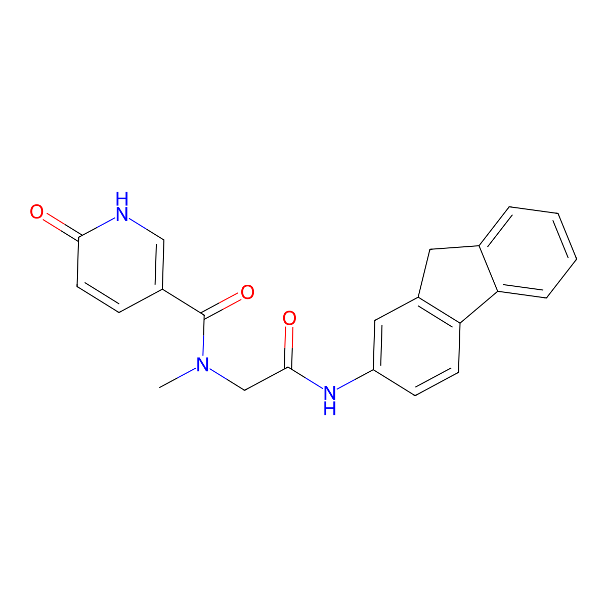 N-(2-((9H-fluoren-2-yl)amino)-2-oxoethyl)-N-methyl-6-oxo-1,6-dihydropyridine-3-carboxamide molecular structure, CAS 1235333-51-3