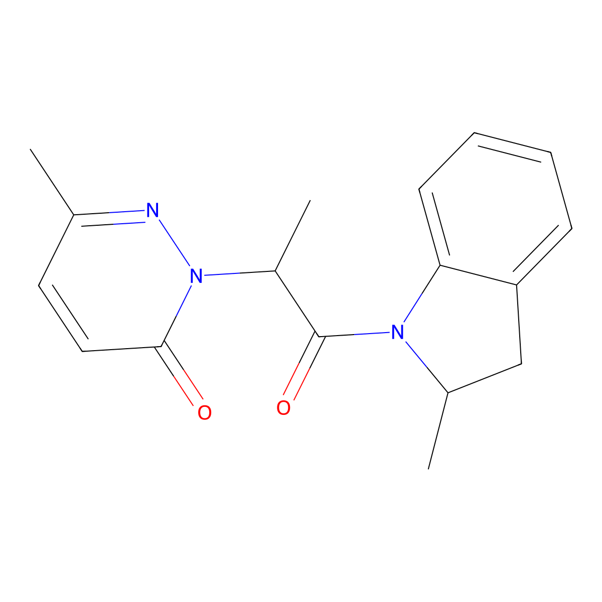 6-methyl-2-[1-(2-methyl-2,3-dihydro-1H-indol-1-yl)-1-oxopropan-2-yl]-2,3-dihydropyridazin-3-one molecular structure, CAS 1235333-59-1