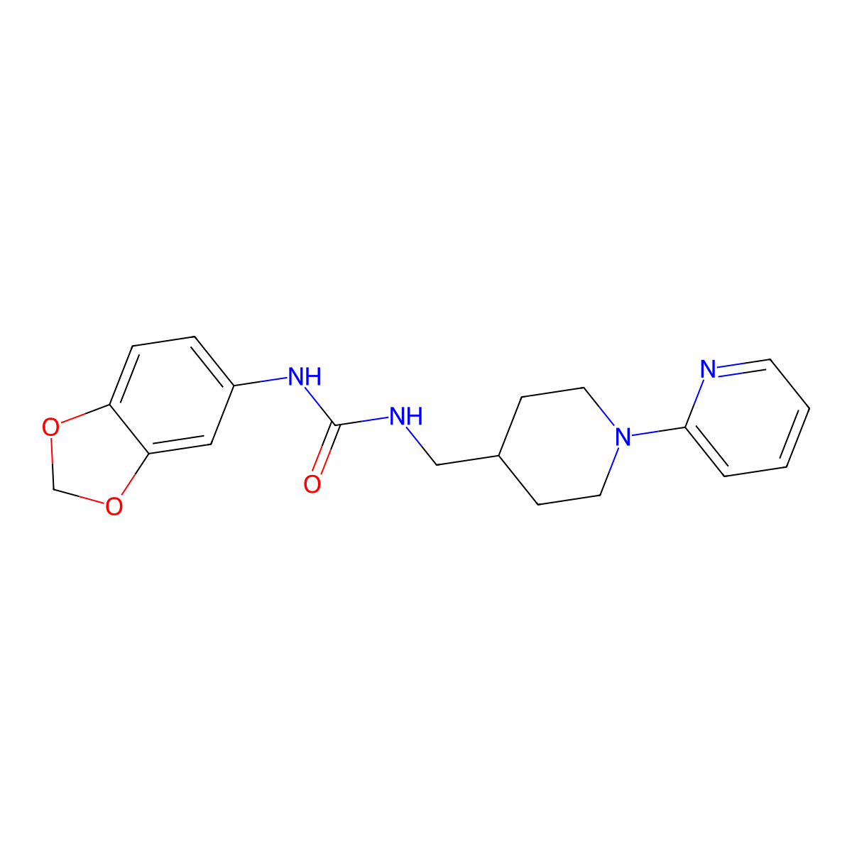 1-(Benzo[d][1,3]dioxol-5-yl)-3-((1-(pyridin-2-yl)piperidin-4-yl)methyl)urea molecular structure, CAS 1235334-20-9
