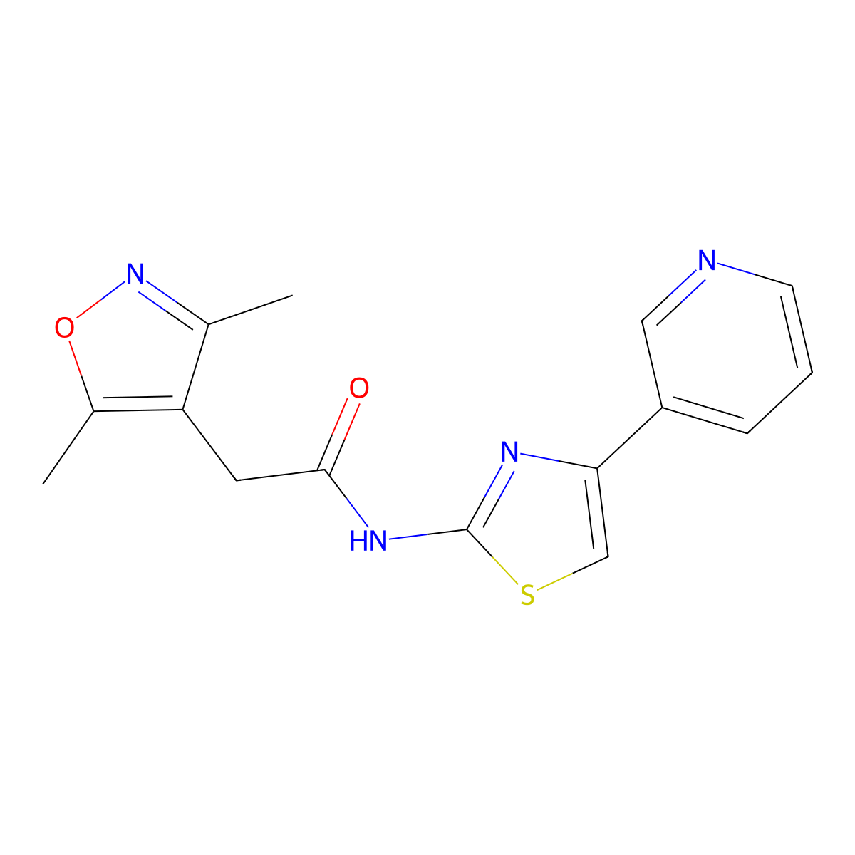 2-(3,5-dimethylisoxazol-4-yl)-N-(4-(pyridin-3-yl)thiazol-2-yl)acetamide molecular structure, CAS 1235334-39-0