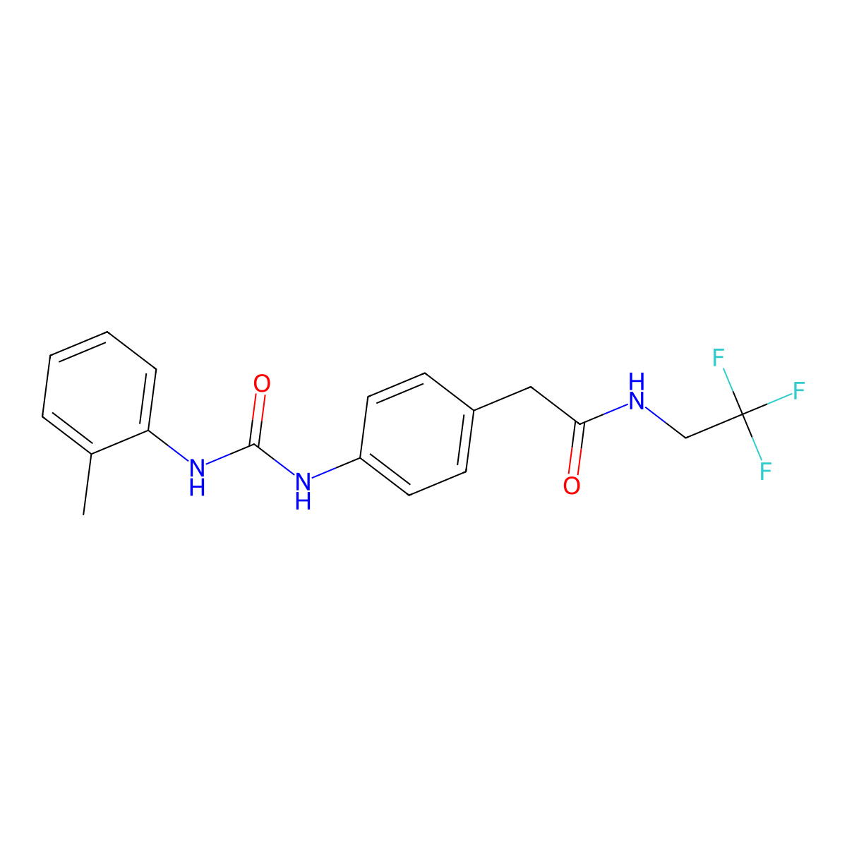2-(4-(3-(o-tolyl)ureido)phenyl)-N-(2,2,2-trifluoroethyl)acetamide molecular structure, CAS 1235335-50-8