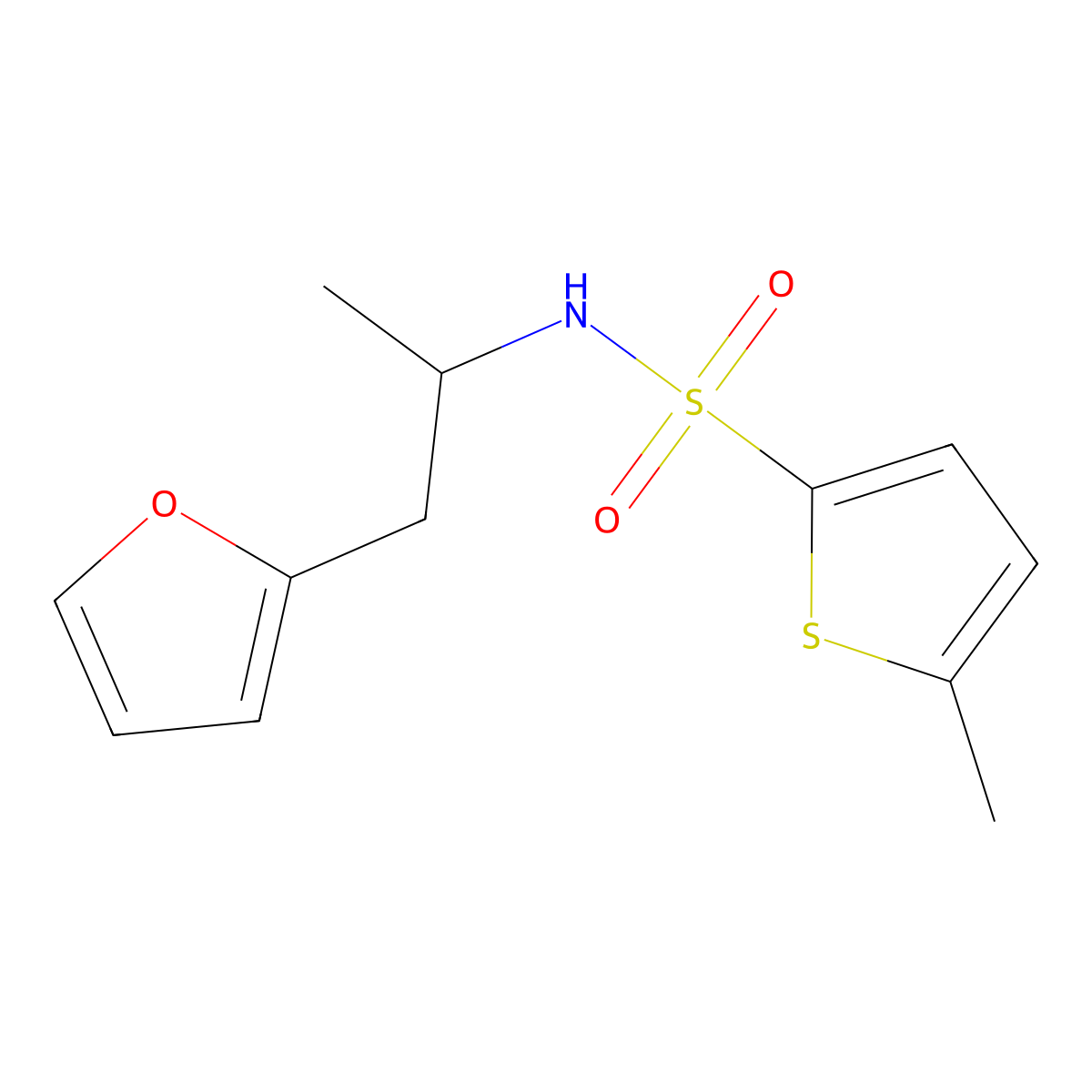 N-[1-(furan-2-yl)propan-2-yl]-5-methylthiophene-2-sulfonamide molecular structure, CAS 1235335-61-1