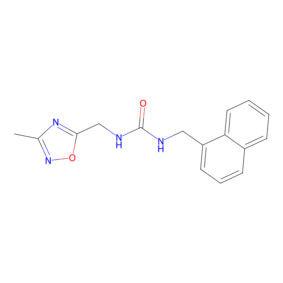 1-((3-Methyl-1,2,4-oxadiazol-5-yl)methyl)-3-(naphthalen-1-ylmethyl)urea molecular structure, CAS 1235335-76-8