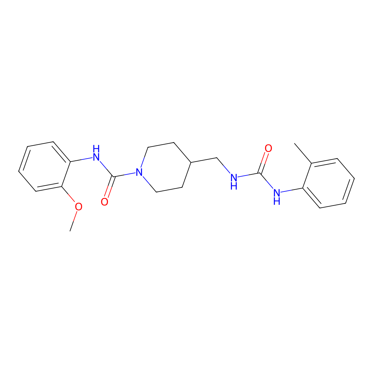 N-(2-methoxyphenyl)-4-((3-(o-tolyl)ureido)methyl)piperidine-1-carboxamide molecular structure, CAS 1235335-77-9