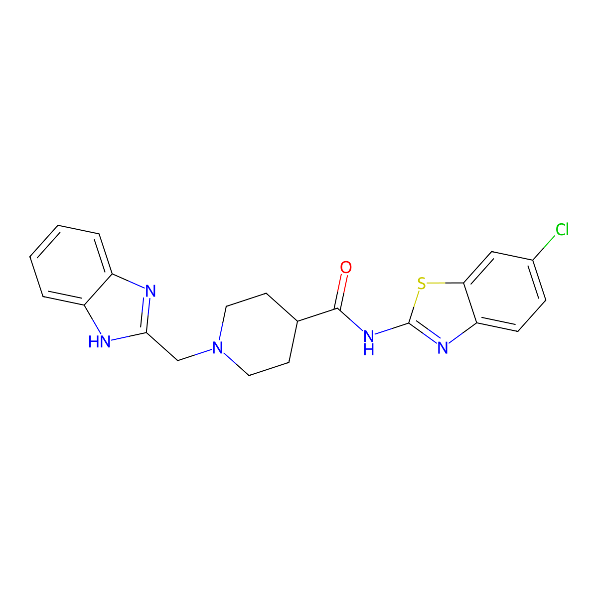 1-((1H-benzo[d]imidazol-2-yl)methyl)-N-(6-chlorobenzo[d]thiazol-2-yl)piperidine-4-carboxamide molecular structure, CAS 1235337-01-5