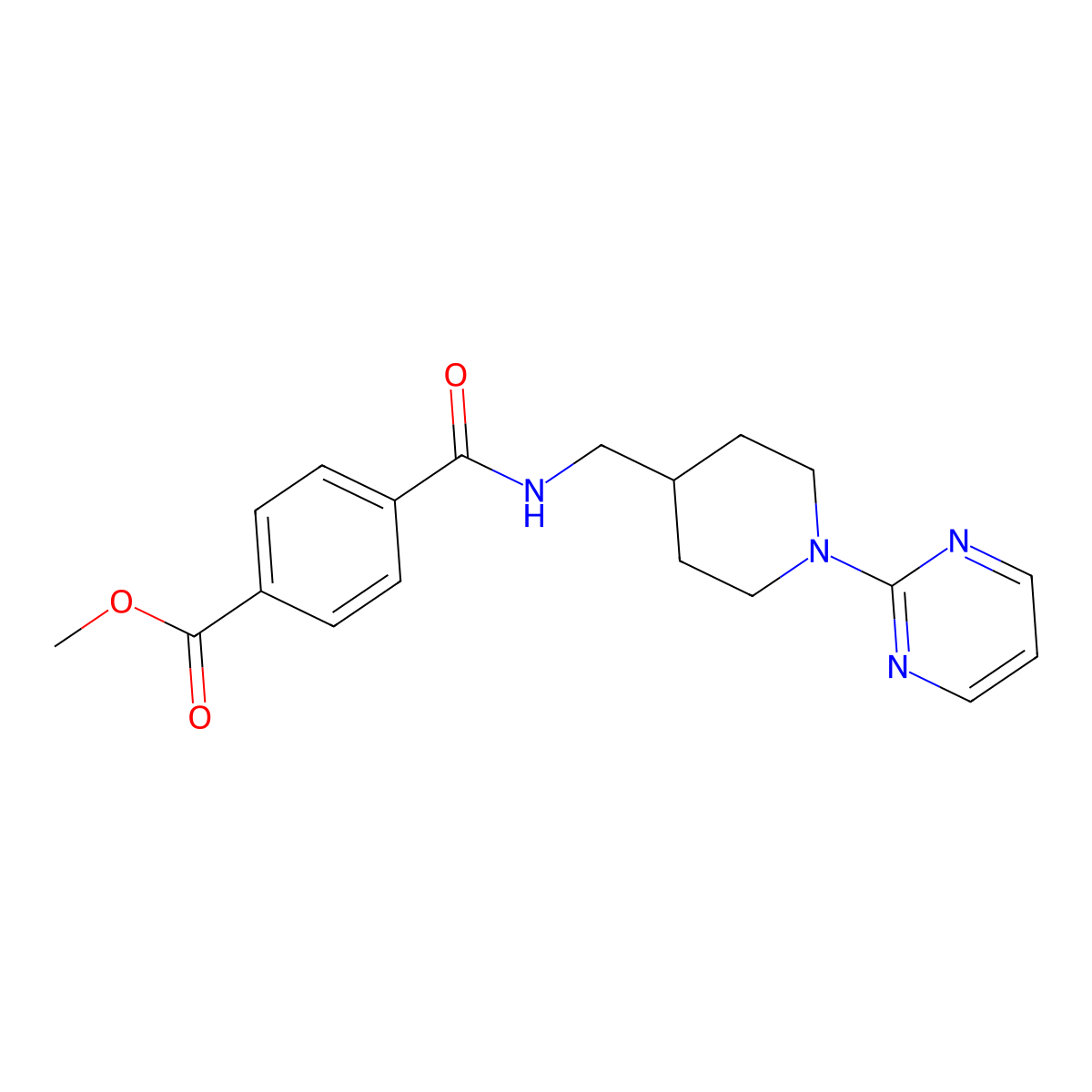 Methyl 4-({[1-(pyrimidin-2-yl)piperidin-4-yl]methyl}carbamoyl)benzoate molecular structure, CAS 1235337-17-3