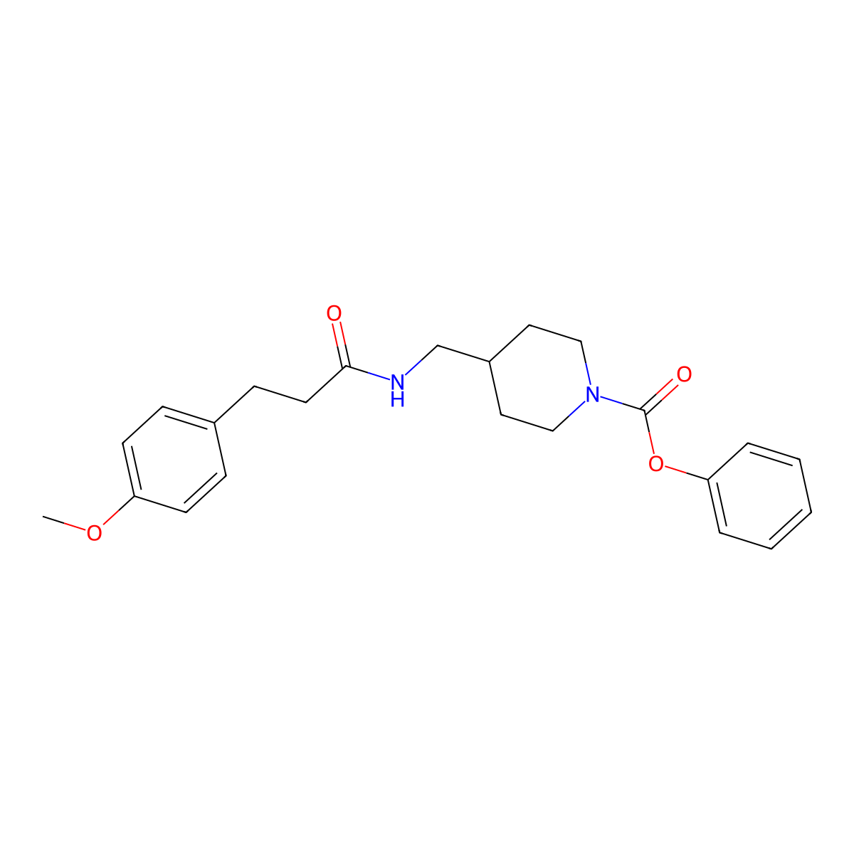 Phenyl 4-((3-(4-methoxyphenyl)propanamido)methyl)piperidine-1-carboxylate molecular structure, CAS 1235338-07-4