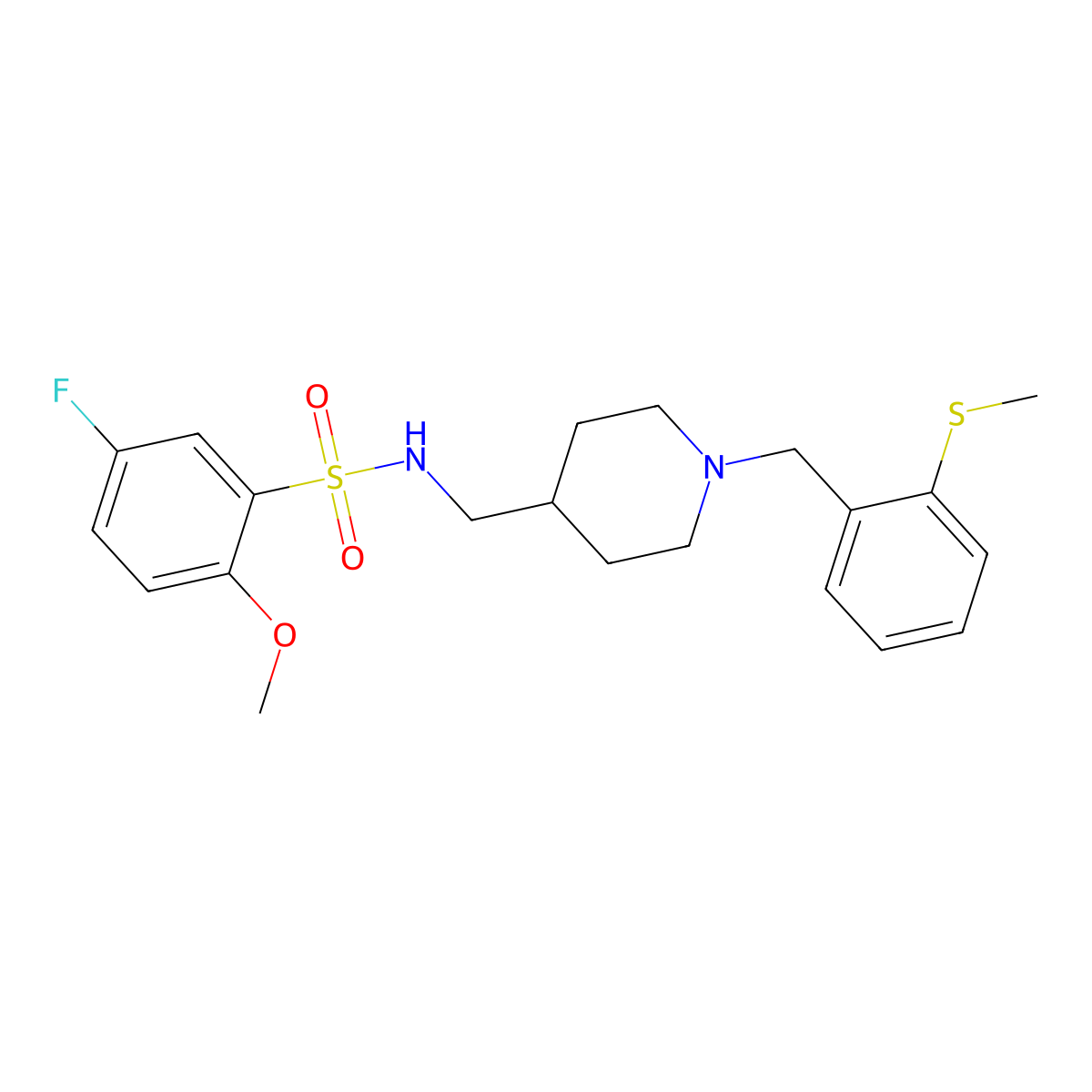 5-fluoro-2-methoxy-N-((1-(2-(methylthio)benzyl)piperidin-4-yl)methyl)benzenesulfonamide molecular structure, CAS 1235339-86-2