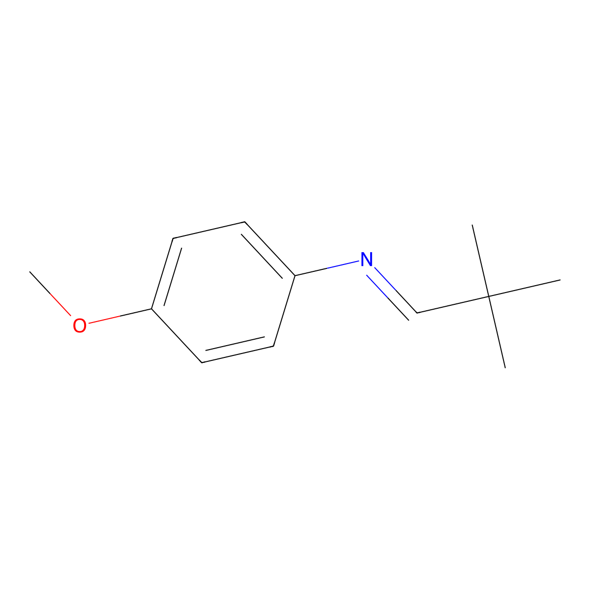 Benzenamine, N-(2,2-dimethylpropylidene)-4-methoxy- molecular structure, CAS 123534-00-9