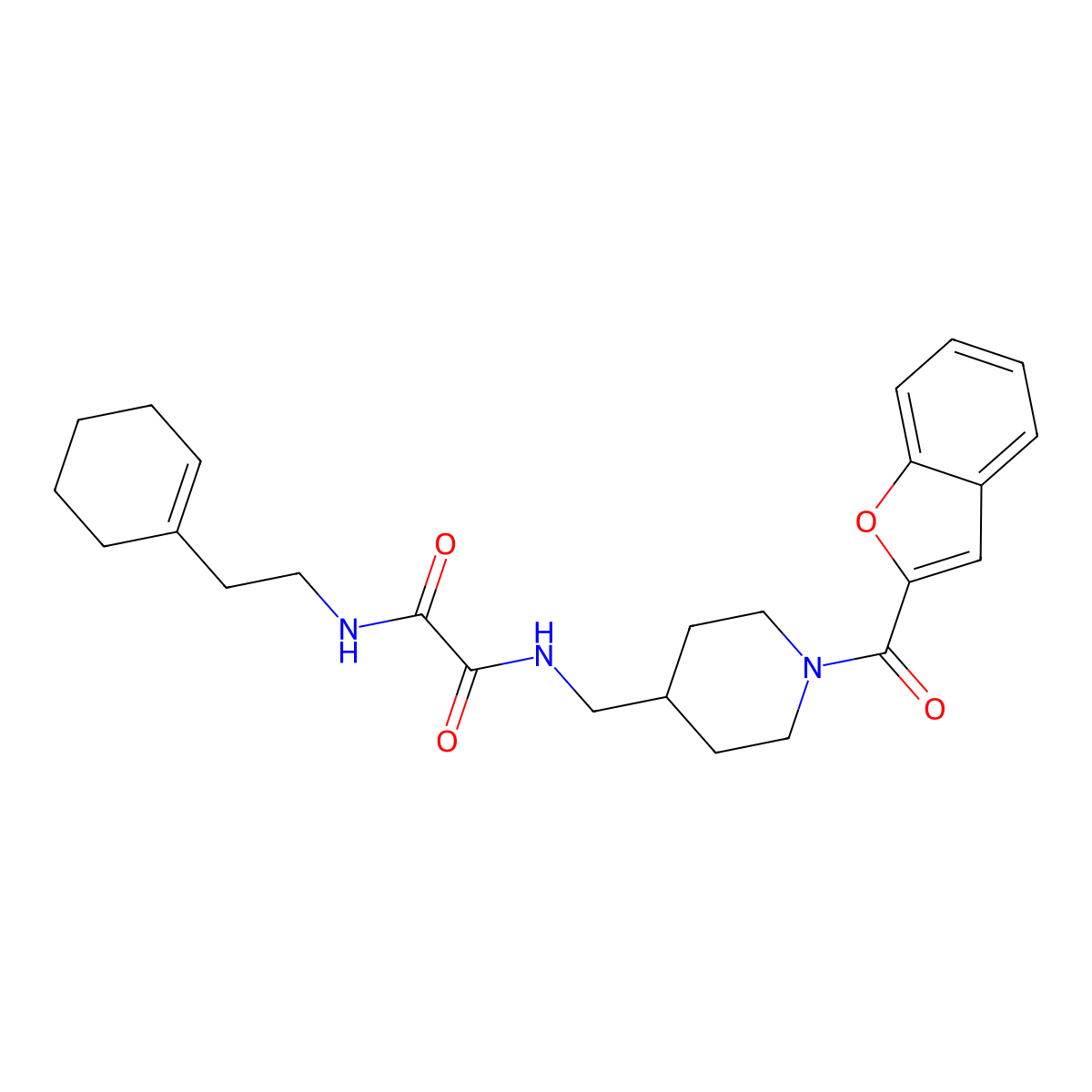 N1-((1-(benzofuran-2-carbonyl)piperidin-4-yl)methyl)-N2-(2-(cyclohex-1-en-1-yl)ethyl)oxalamide molecular structure, CAS 1235340-83-6
