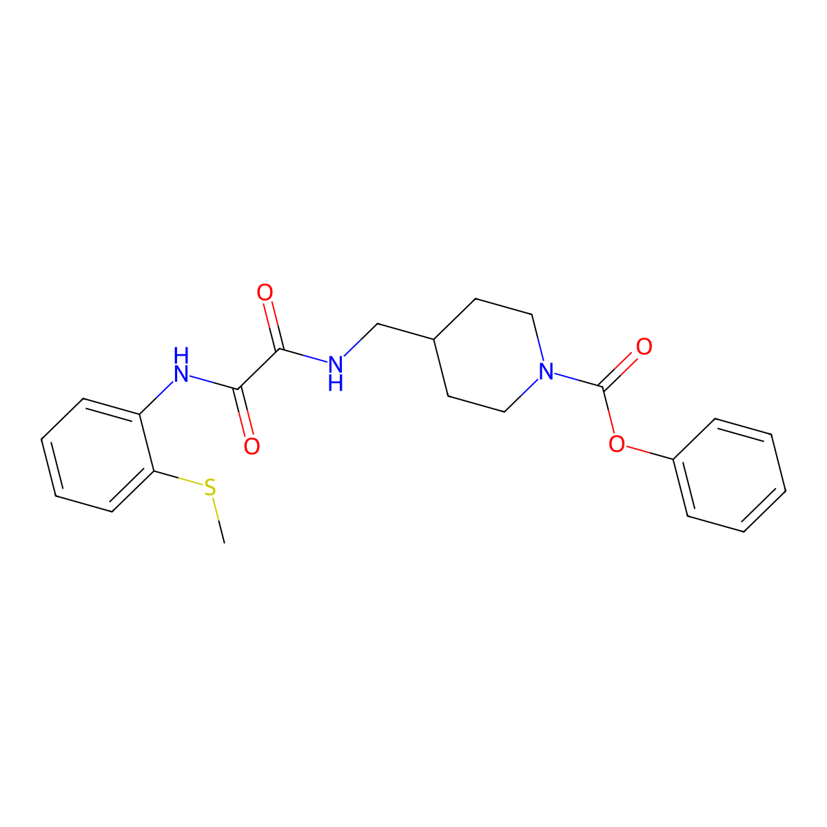 Phenyl 4-((2-((2-(methylthio)phenyl)amino)-2-oxoacetamido)methyl)piperidine-1-carboxylate molecular structure, CAS 1235340-99-4