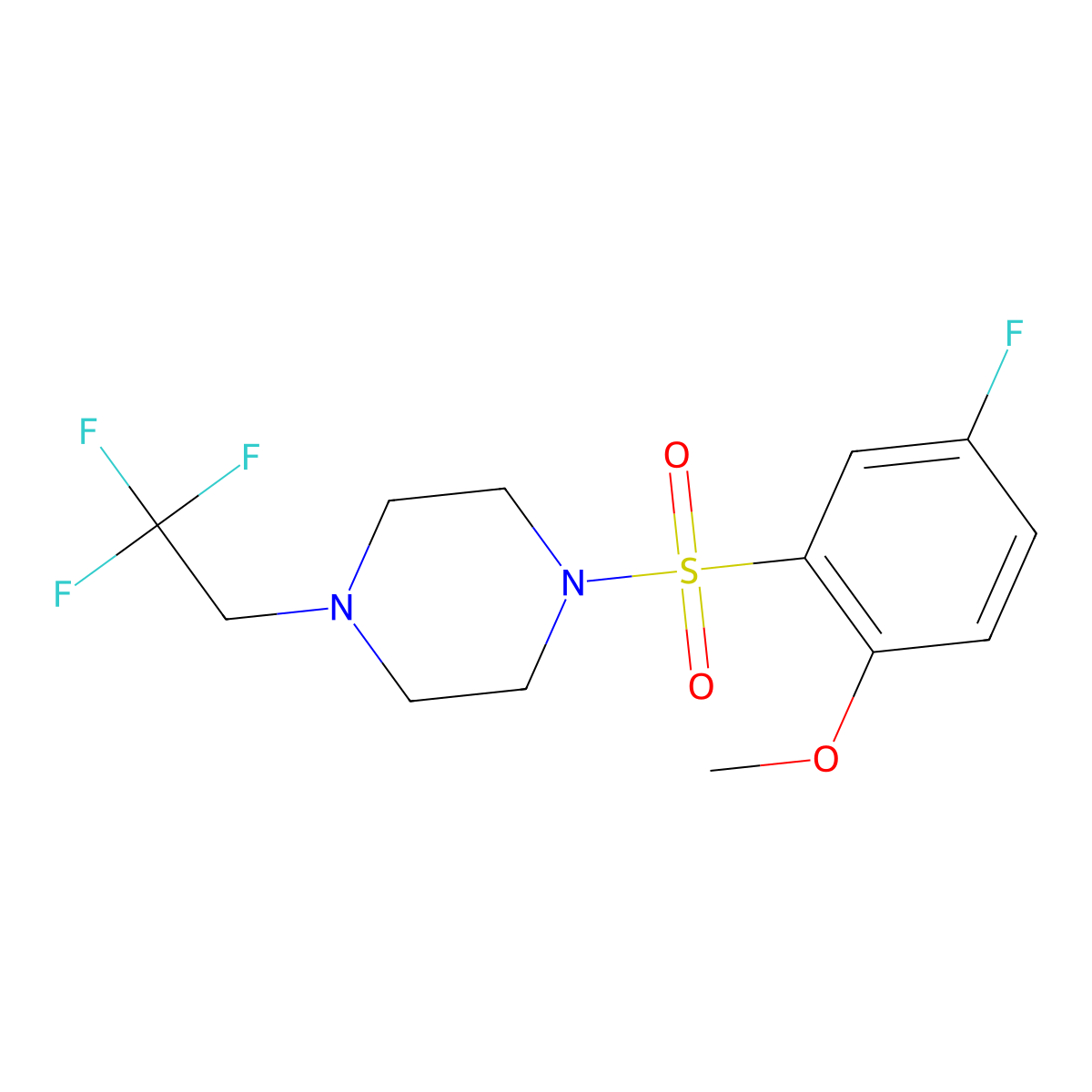 1-((5-Fluoro-2-methoxyphenyl)sulfonyl)-4-(2,2,2-trifluoroethyl)piperazine molecular structure, CAS 1235341-29-3