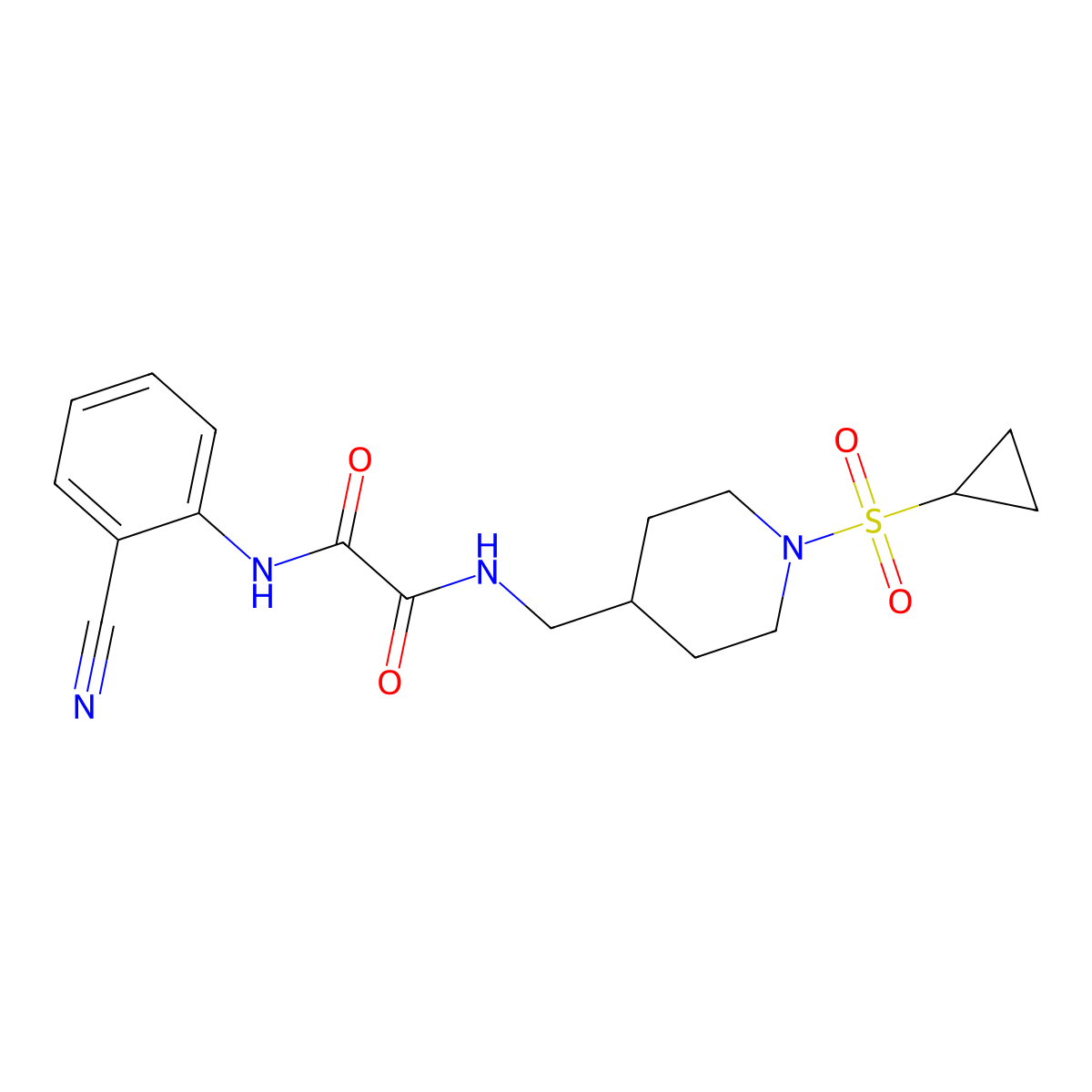 N1-(2-cyanophenyl)-N2-((1-(cyclopropylsulfonyl)piperidin-4-yl)methyl)oxalamide molecular structure, CAS 1235341-37-3