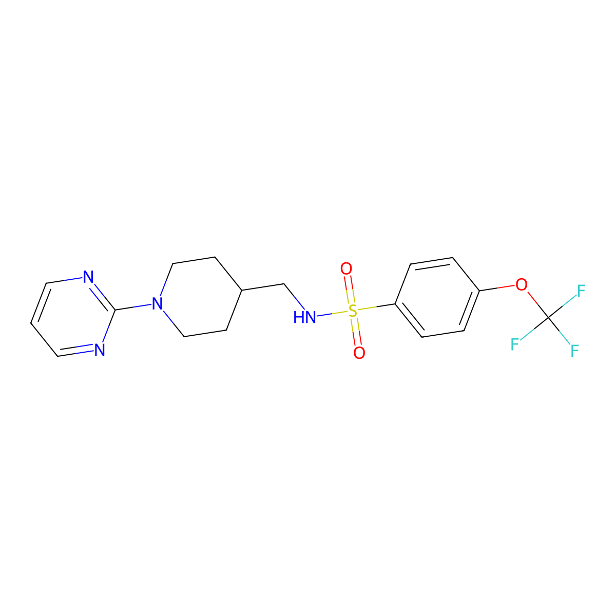 N-((1-(pyrimidin-2-yl)piperidin-4-yl)methyl)-4-(trifluoromethoxy)benzenesulfonamide molecular structure, CAS 1235342-91-2