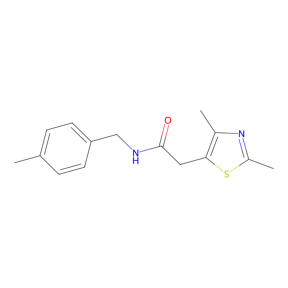 2-(2,4-dimethyl-1,3-thiazol-5-yl)-N-[(4-methylphenyl)methyl]acetamide molecular structure, CAS 1235343-01-7