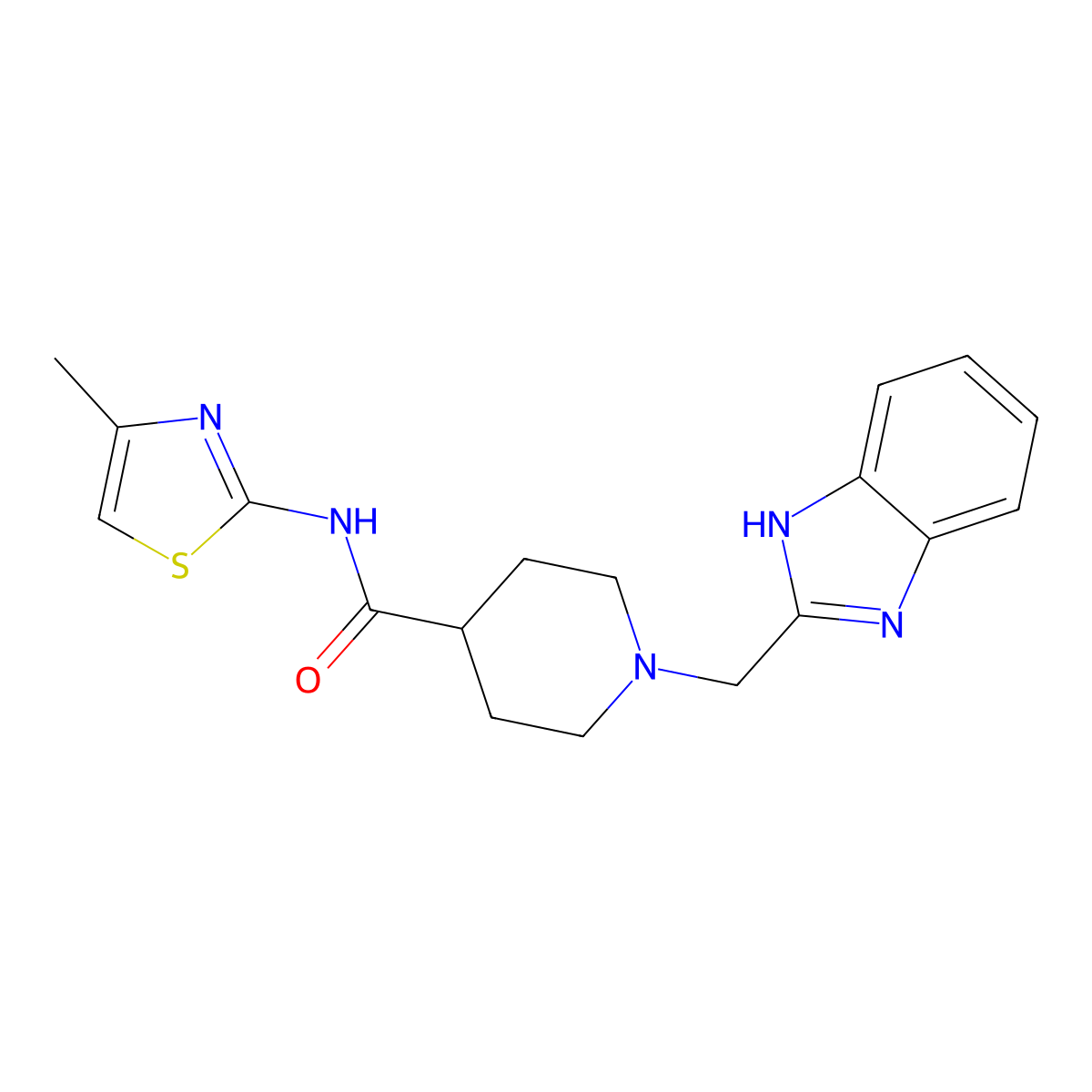 1-((1H-benzo[d]imidazol-2-yl)methyl)-N-(4-methylthiazol-2-yl)piperidine-4-carboxamide molecular structure, CAS 1235343-89-1