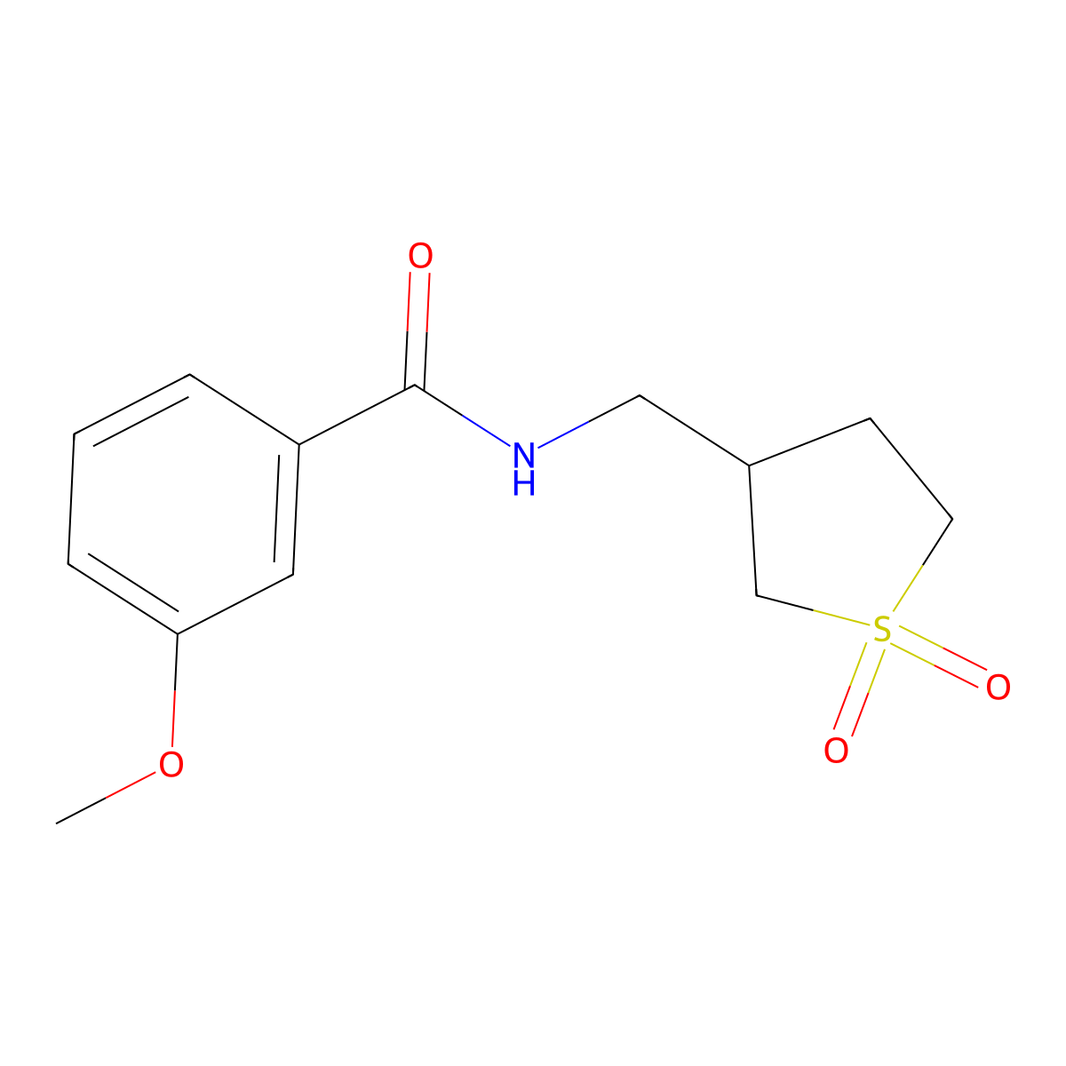 N-((1,1-dioxidotetrahydrothiophen-3-yl)methyl)-3-methoxybenzamide molecular structure, CAS 1235345-06-8