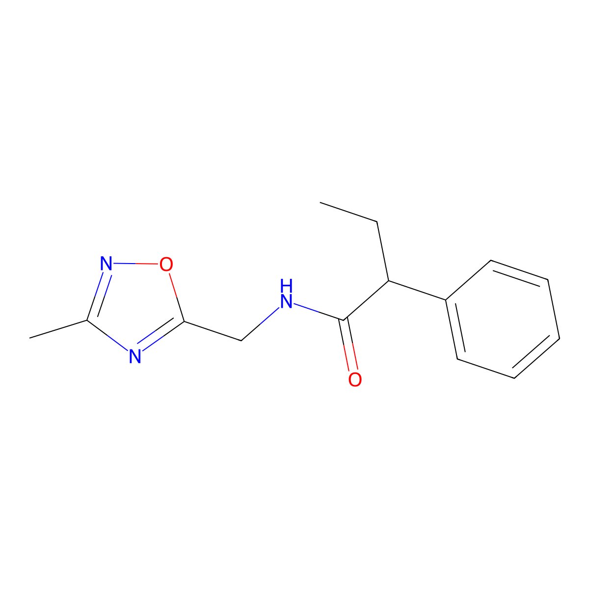 N-[(3-methyl-1,2,4-oxadiazol-5-yl)methyl]-2-phenylbutanamide molecular structure, CAS 1235345-67-1