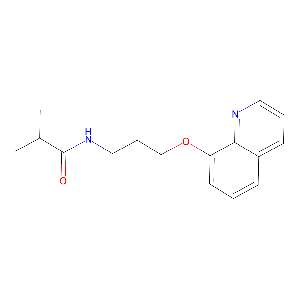 N-(3-(quinolin-8-yloxy)propyl)isobutyramide molecular structure, CAS 1235347-11-1