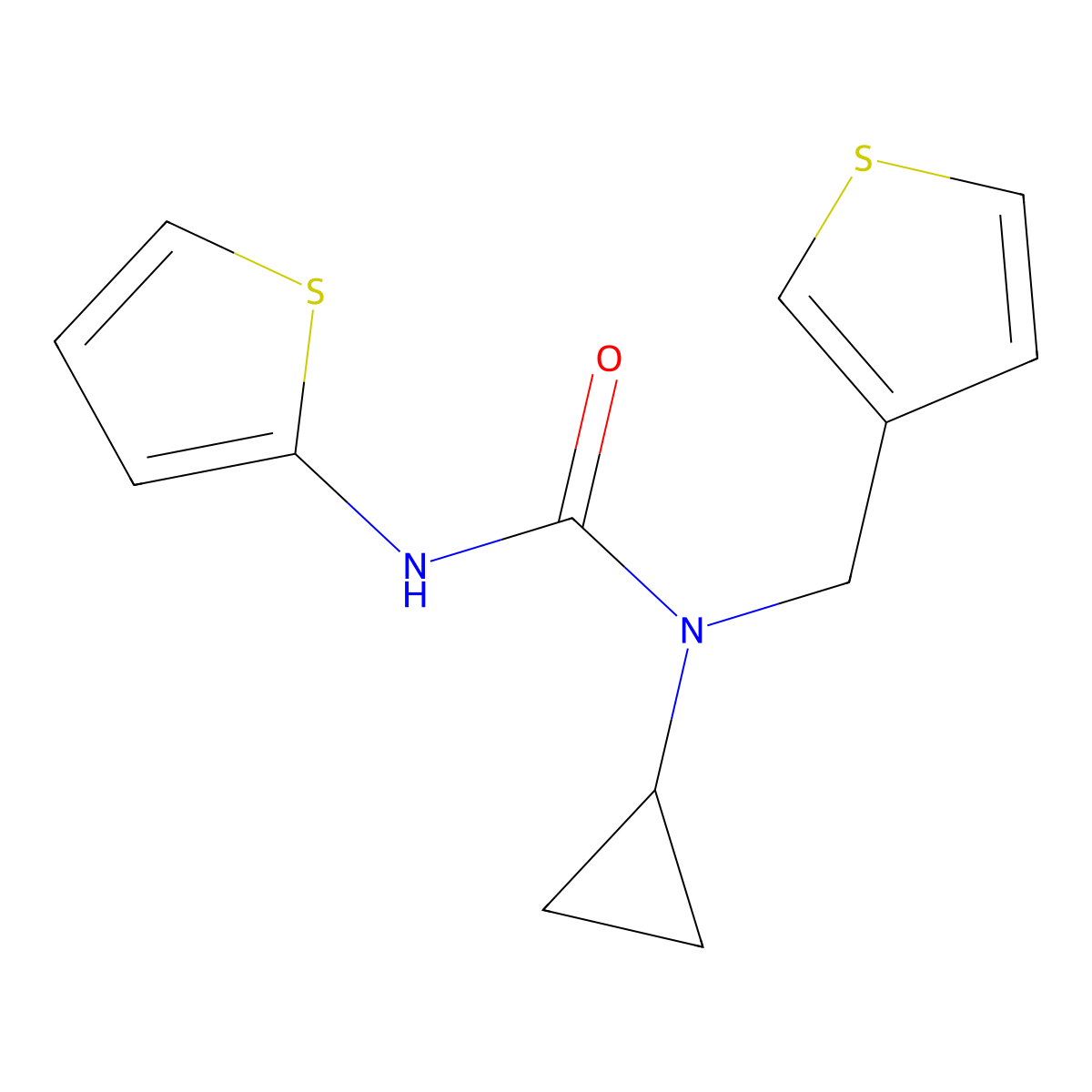 1-Cyclopropyl-3-(thiophen-2-yl)-1-(thiophen-3-ylmethyl)urea molecular structure, CAS 1235347-62-2