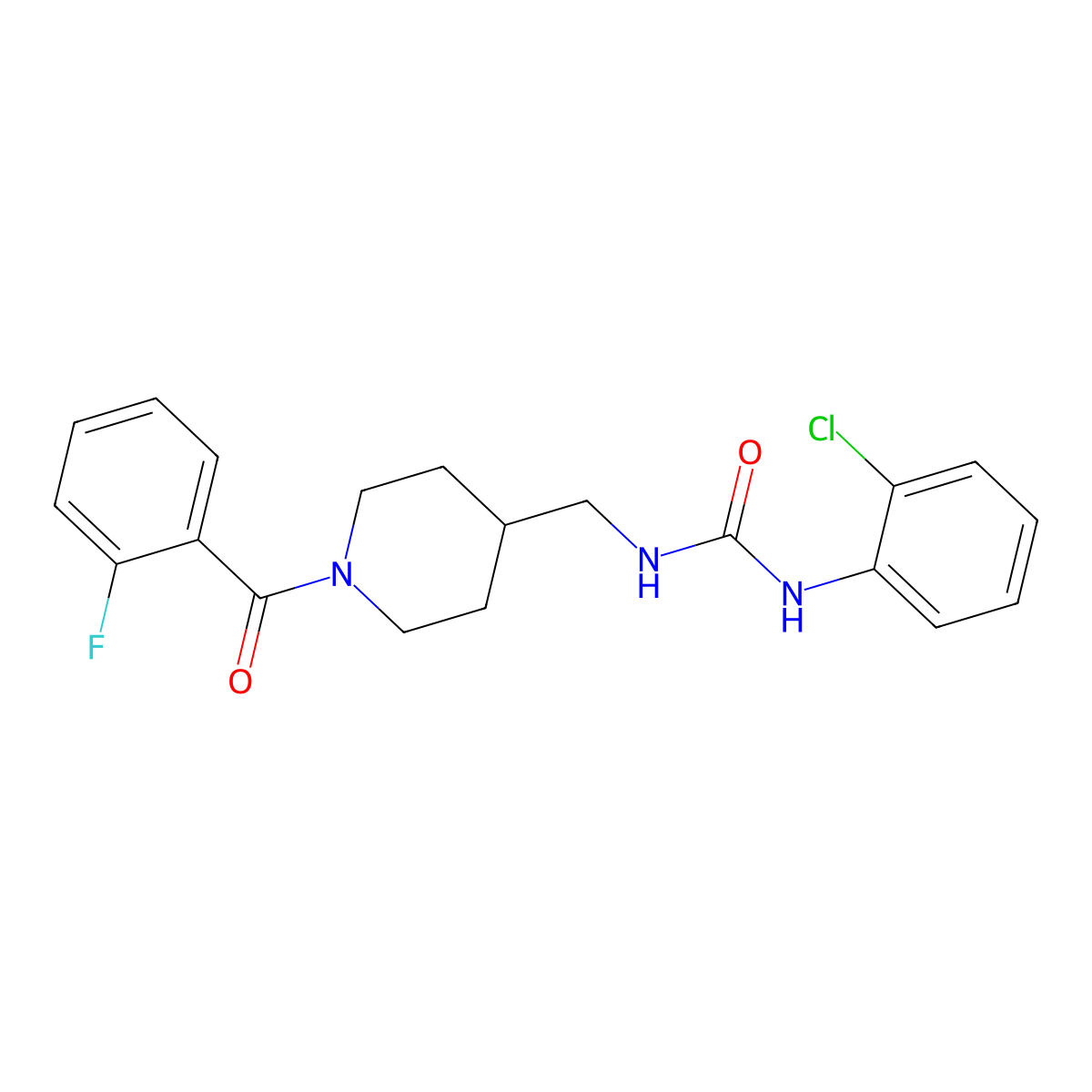 1-(2-Chlorophenyl)-3-{[1-(2-fluorobenzoyl)piperidin-4-yl]methyl}urea molecular structure, CAS 1235348-38-5